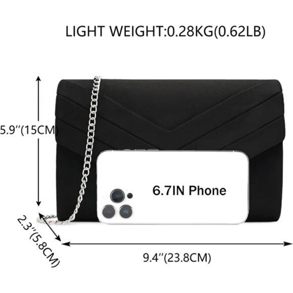 Milisente Evening Bag for Women, Suede Envelope Evening Purses Crossbody - Picture 2 of 7
